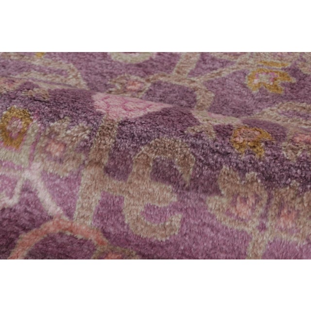 Rug & Kilim’s Modern Khotan Rug in Purple with Pink and Green Floral Patterns For Sale In New York - Image 6 of 7