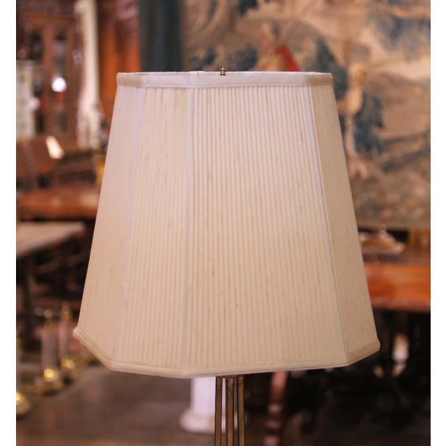 Tan Mid-Century French Louis XV Forged Wrought Iron Floor Lamp For Sale - Image 8 of 9