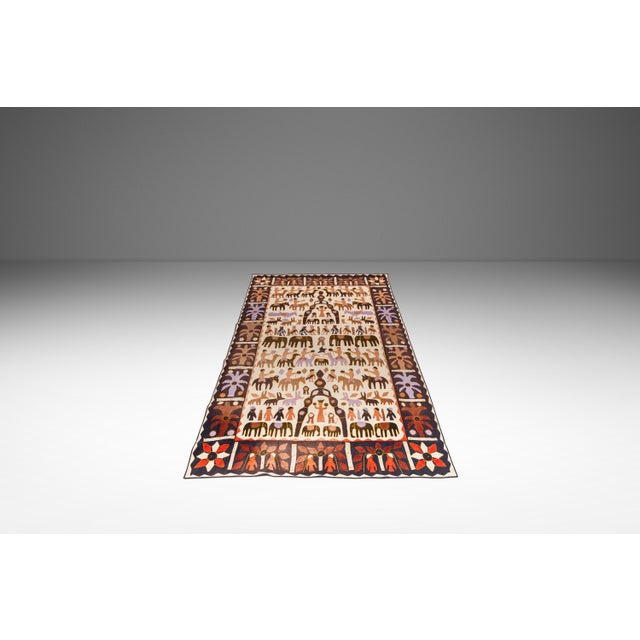 1950s Vintage Hand-Stitched Kanduri Cloth With Animal and Tree of Life Appliqué, India, C. 1950s For Sale - Image 5 of 18