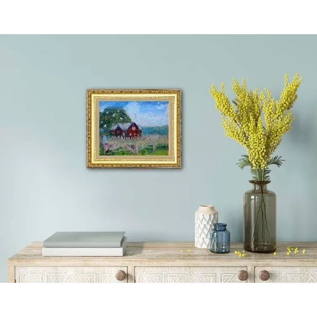 2020s Brown Shake House, Contemporary Landscape Oil Painting For Sale - Image 5 of 7