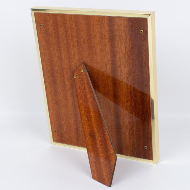 Wood Mid Century Montagnani Italy Metal and Walnut Wood Picture Frame For Sale - Image 7 of 8