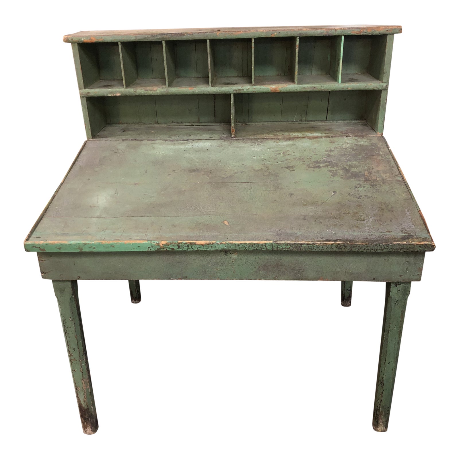 Vintage Rustic Green Wood Writing Desk Chairish