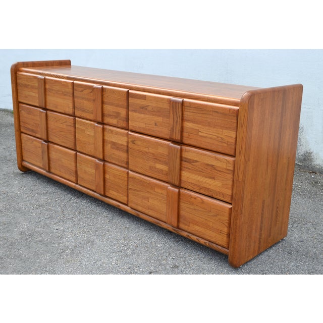 1980s Boyd 9 Drawers Mid-Century Modern Credenza Dresser Sideboard Carved Pulls For Sale - Image 10 of 15