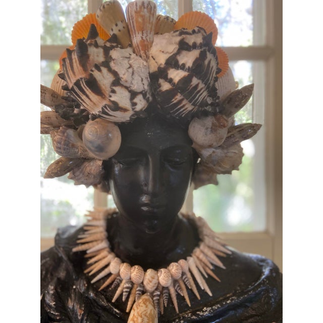 Shell Bust - Planter by Artist, Fancy, May River Neptune, Signed For Sale - Image 4 of 10