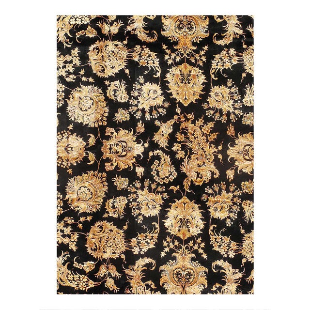Persian Qum Design Viscose on a cotton foundation with a medallion This rug has a dense, soft pile, and excellent quality,...