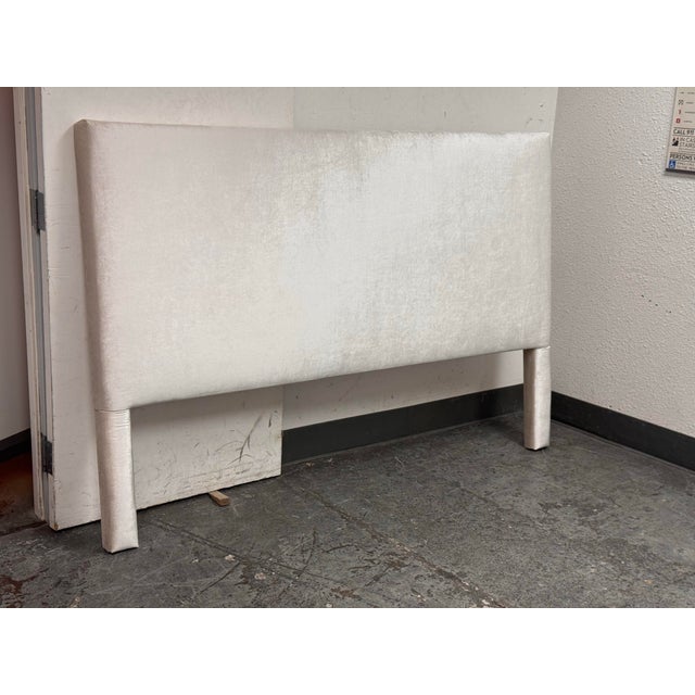 White California King Size Silk Velvet Headboard For Sale - Image 8 of 12
