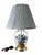 Shabby Chic Vintage Blue Floral Glass Terrarium Table Lamp With Pleated Blue Shade For Sale - Image 3 of 8