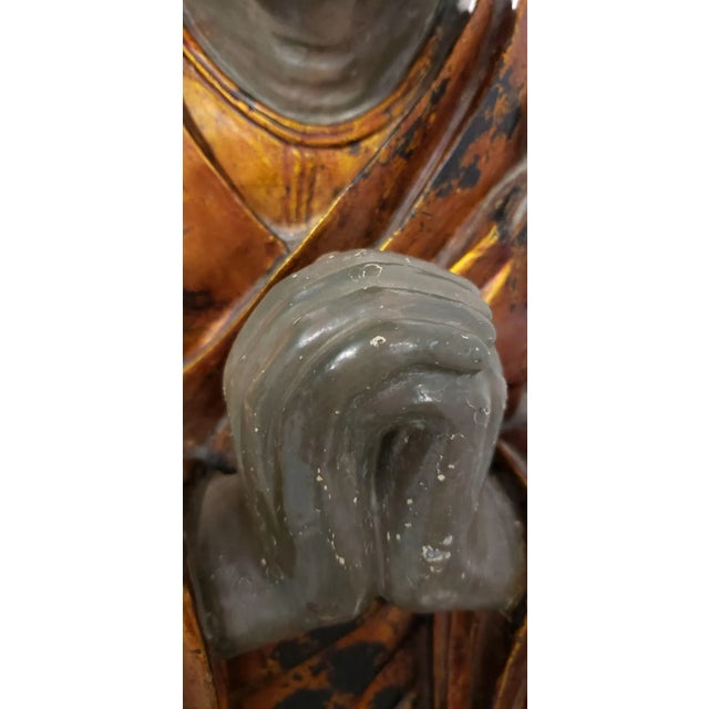 Pair of Antique Vietnamese Wood Statues For Sale In Boston - Image 6 of 14