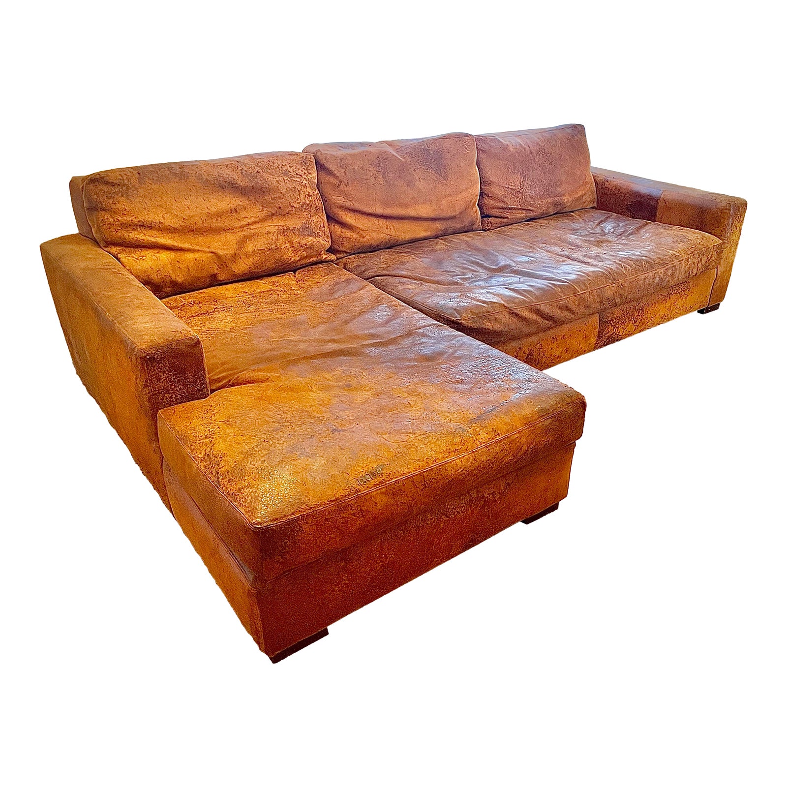 Contemporary Restoration Hardware Maxwell Leather Left Arm Sofa Chaise