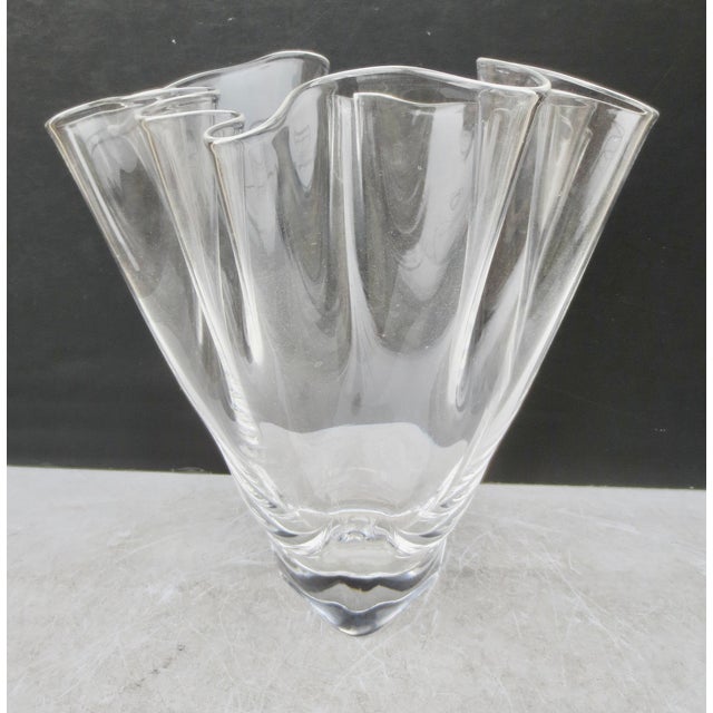 Large Crystal Handkerchief by Stuben by Donald Pollard. Late 20th century. Signed at the bottom STUBEN. Excellent...