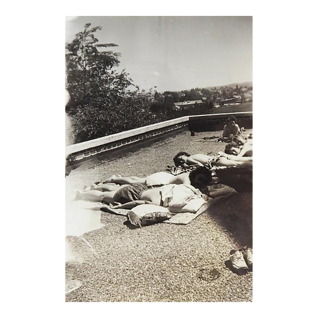 Mid 20th Century Vernacular Snapshot Photograph Sunbathing on the Roof For Sale