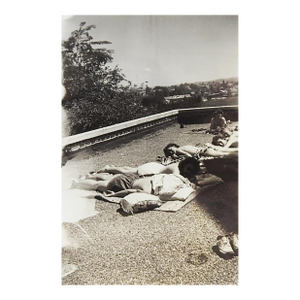 Mid 20th Century Vernacular Snapshot Photograph Sunbathing on the Roof