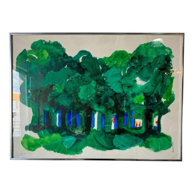 Ronald Julius Christensen, American (1923 - 1999) " Edge of a Park" Oil Painting For Sale