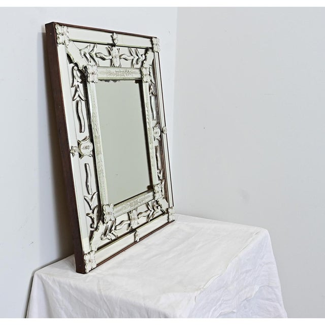Vintage Italian Venetian Style Mirror in Wood Frame For Sale - Image 11 of 14