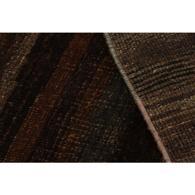 Textile Rug & Kilim’s Modern Textural Rug in Brown, Umber and Purple Stripes and Striae For Sale - Image 7 of 7