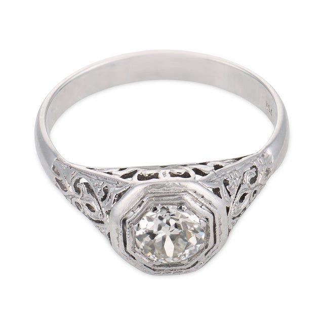 Mid-Century Modern 1950s Gia 3.12 Carat Old European Cut Diamond Platinum Engagement Ring, Size 7.75 For Sale - Image 3 of 6