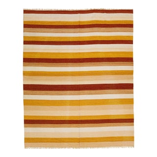 2020s Modern Kilim Handmade Multicolor Geometric Wool Rug For Sale