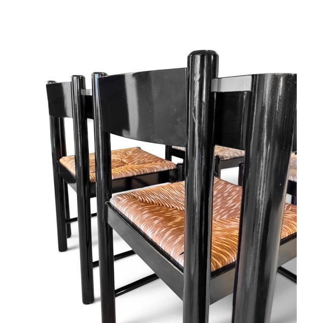 Carimate Dining Suite, in Rush and Black Ebony by Vico Magistretti for Habitat, 1964, Set of 5 For Sale - Image 13 of 15