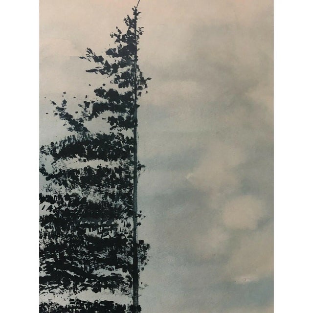 1960s Vintage Landscape Painting, Evergreens, Framed For Sale - Image 10 of 11