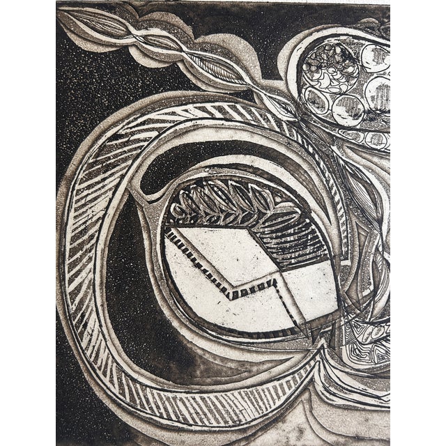 Abstract Vintage Original Signed Annette Robyns Etching Modernist Abstract Mid Century Art For Sale - Image 3 of 6