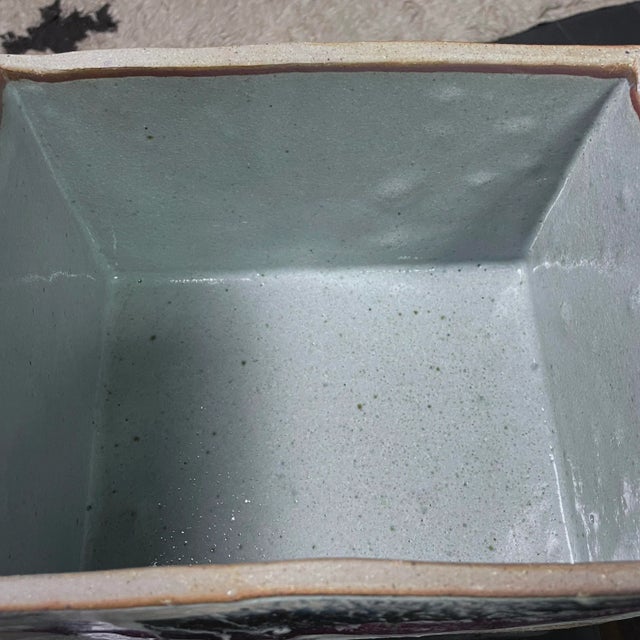 Vintage Abstract Expressionist Slab Built Glazed Stoneware Lidded Box, Signed (Ca. 1980) For Sale - Image 12 of 13