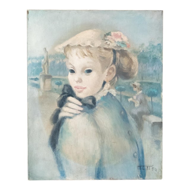 Mid-Century French Impressionist Style Painting of a Young Lady For Sale