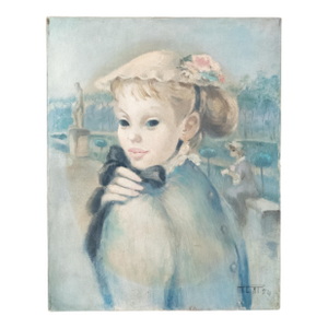 Mid-Century French Impressionist Style Painting of a Young Lady