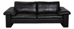 Black Leather Conseta Two-Seater Sofa from COR