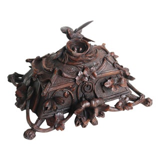 19th Century Swiss Black Forest Jewelry Box in Openly Carved Walnut, 1880 For Sale