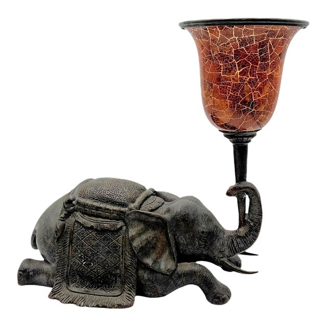 Maitland Smith Bronze Elephant Lamp For Sale