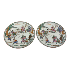 Vintage Chinese Famille Verte Porcelain Plates - A Set of 2