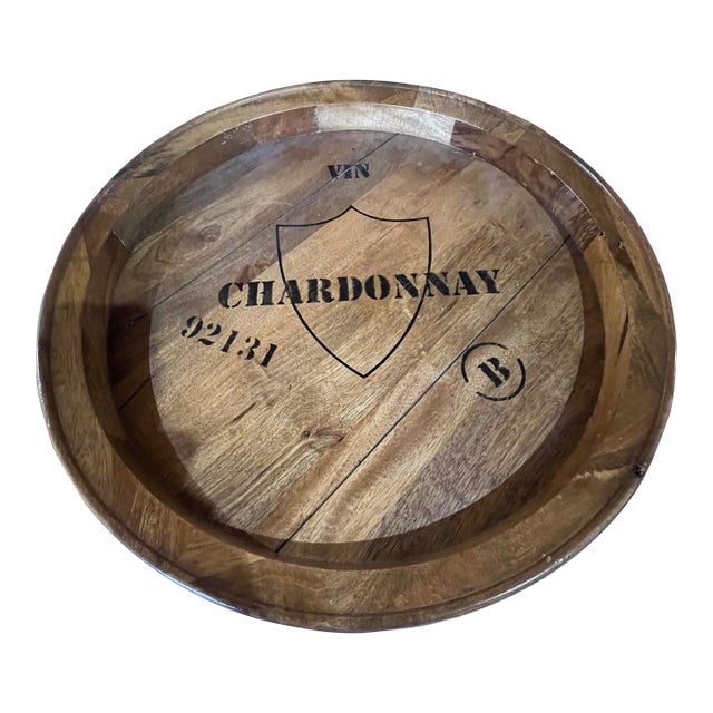Rustic Chardonay Farmhouse Lazy Susan Tray 24” For Sale