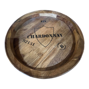 Rustic Chardonay Farmhouse Lazy Susan Tray 24”