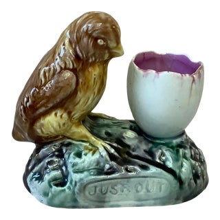 Antique English Majolica Egg Cup Circa For Sale