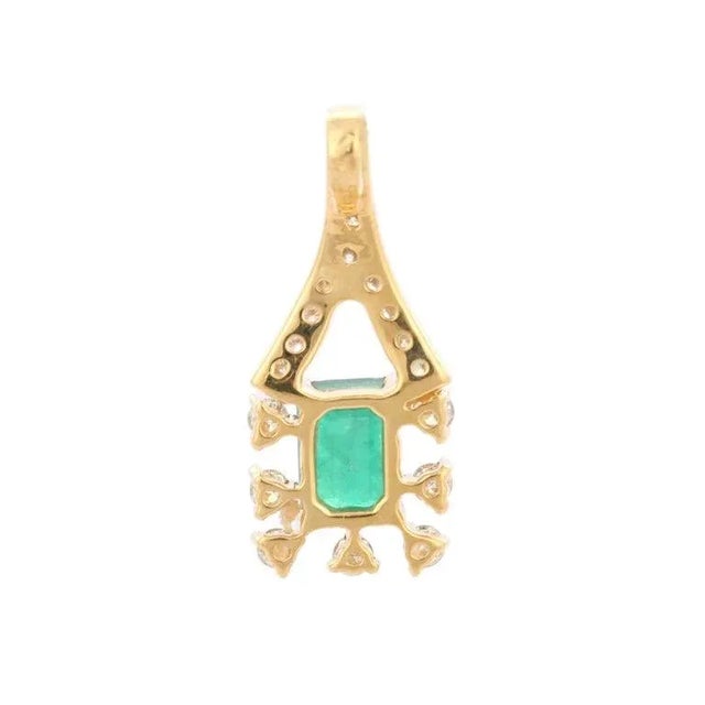 Not Yet Made - Made To Order 18k Solid Gold 1.06 Carat Emerald Handcrafted Pendant With Diamonds For Sale - Image 5 of 9