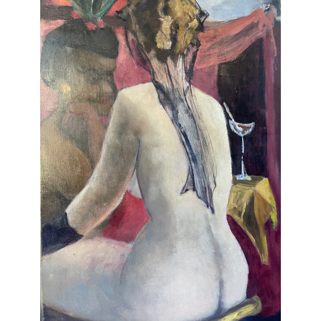 Mid 20th Century Mid 20th Century "Between Acts" Figurative Oil Painting by Hazel Schmitkonswas For Sale - Image 5 of 11