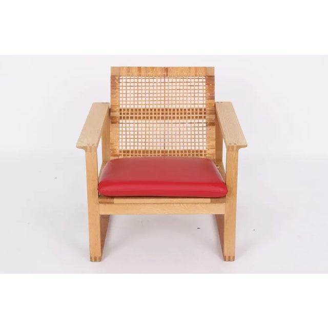 Wood Model 2256 Armchair in Oak and with Red Cowhide by Børge Mogensen for for Fredericia For Sale - Image 7 of 10