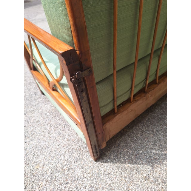 1940s Sofa Bed in Wood and Green Fabric from Paolo Buffa, 1940s For Sale - Image 5 of 7