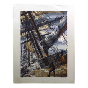 Pete Peterson Furling the Mainsail Hand Signed Limited Edition Artwork Art