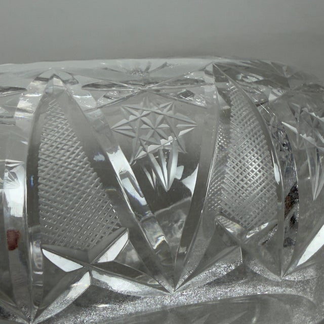 Bohemian Oval Crystal Centerpiece Vase, 1960s For Sale - Image 8 of 11
