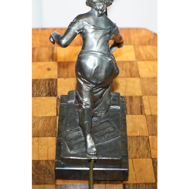 Art Deco Marble & Bronze Statue Table Lamp For Sale - Image 16 of 18