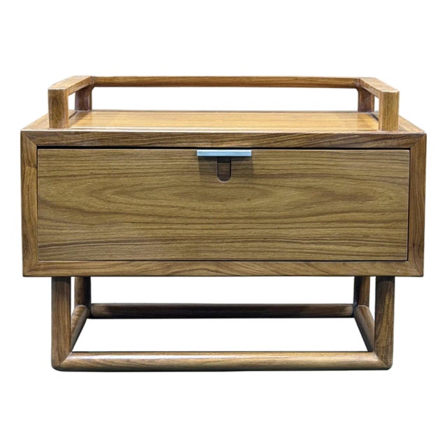 Simple Minimalistic Sleek Light Brown Drawer End Table Nightstand For Sale