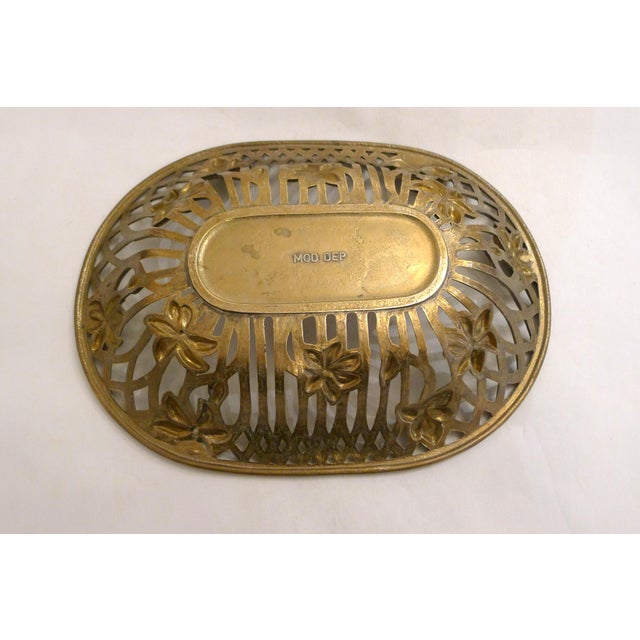 Mid-Century Art Nouveau Style Openwork Gilt Brass Basket, 1950s For Sale - Image 6 of 11