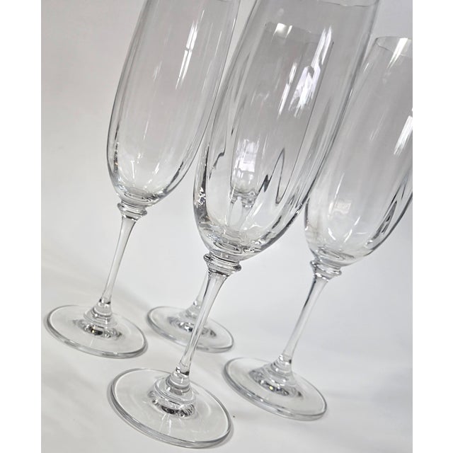 Glass Crystal Champagne Flutes- Set of Four For Sale - Image 7 of 11
