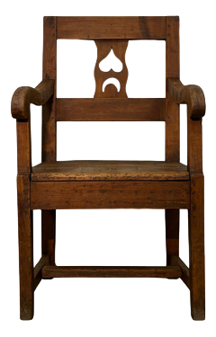 Antique Walnut Armchair with Decorated Back, 19th Century
