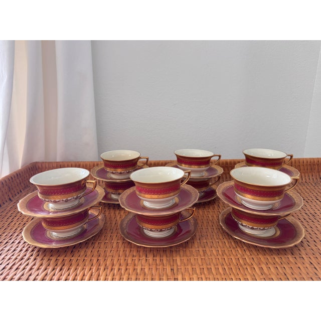Vintage Carlsbad Fine China, Gloria, Tea Set With Service for 12, Czechoslovakia, C. 1930s For Sale - Image 9 of 13