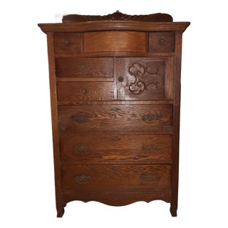 Vintage Oak Ladies Oak Bonnet Chest of Drawers For Sale