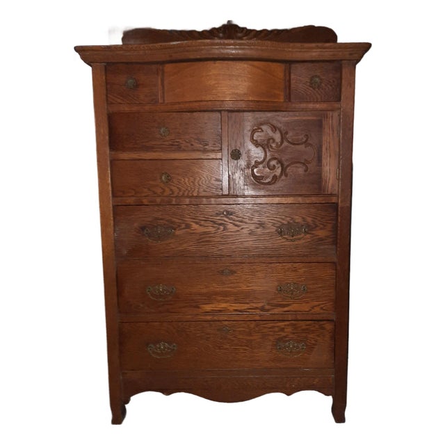 Vintage Oak Ladies Oak Bonnet Chest of Drawers For Sale