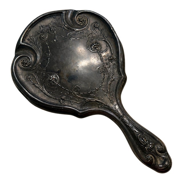 R. Wallace & Sons Art Nouveau Sterling Silver Hand Mirror, Circa 1900 For Sale