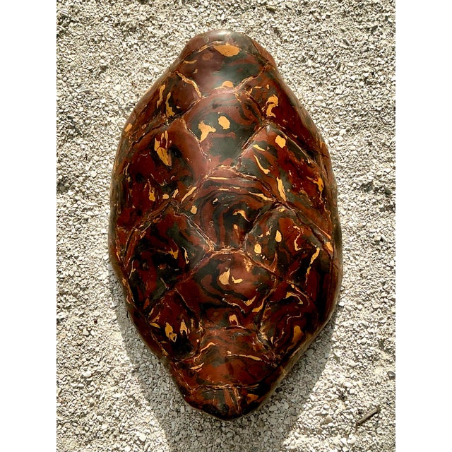 Vintage Boho Artisanal Pigmented Plaster Scagliola Turtle Shell For Sale - Image 10 of 11